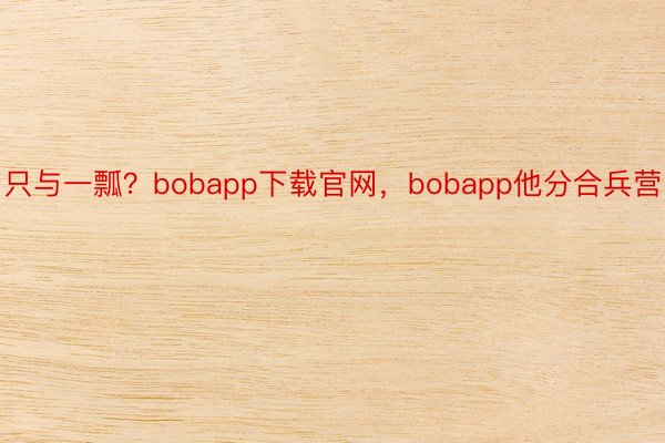 只与一瓢？bobapp下载官网，bobapp他分合兵营