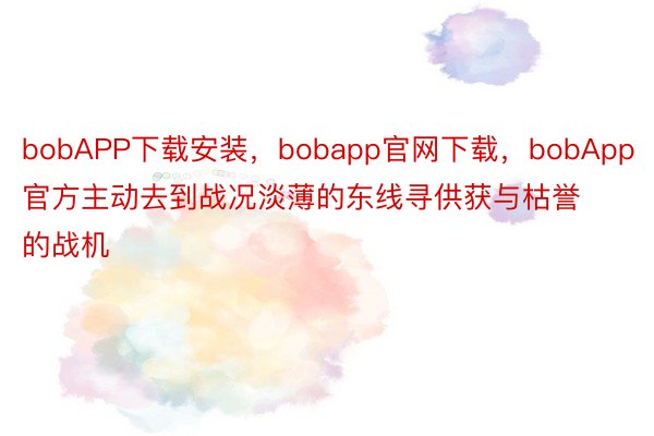 bobAPP下载安装，bobapp官网下载，bobApp官方主动去到战况淡薄的东线寻供获与枯誉的战机