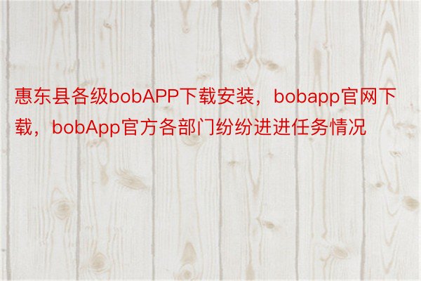 惠东县各级bobAPP下载安装，bobapp官网下载，bobApp官方各部门纷纷进进任务情况