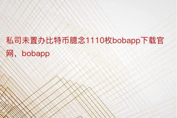 私司未置办比特币臆念1110枚bobapp下载官网，bobapp